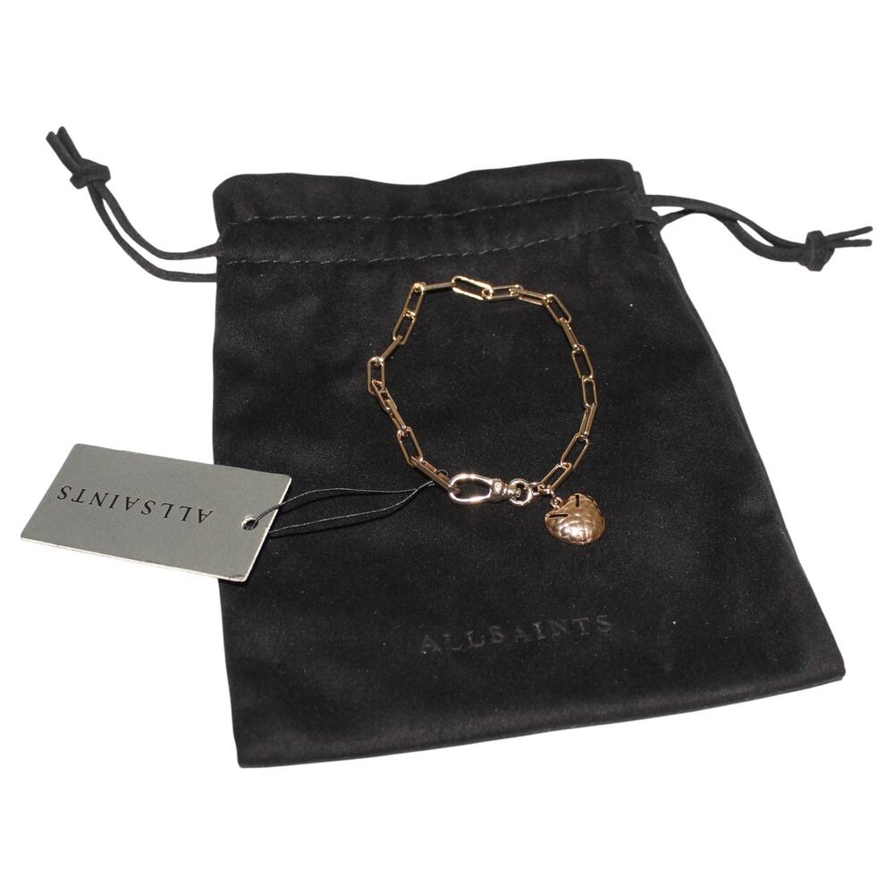 AllSaints Gold Shell Charm Paperclip Bracelet NWT